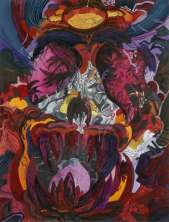 Franz Ackermann, faceland III, 2003, 1 lamp (aluminium, lightbulbs, cable), 100 cm; ca. 90 kg, 10 drawings, mixed media on paper, 1 c-print, 20 x 30 cm, 1 wallpainting, dimension variable, 1 object (bag with empty bottles) Franz Ackermann, faceland III, 2003, 1 lamp (aluminium, lightbulbs, cable), 100 cm; ca. 90 kg, 10 drawings, mixed media on paper, 1 c-print, 20 x 30 cm, 1 wallpainting, dimension variable, 1 object (bag with empty bottles)