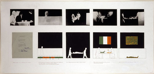 Patrick Ireland, Name Change, 1972, photographs, ink and gouache drawings on paper, typed text on paper collaged onto posterboard, 71 x152 cms (28 x 60 ins), Image courtesy: Dublin City Gallery The Hugh Lane, Photo credit: John Kellett Patrick Ireland, Name Change, 1972, photographs, ink and gouache drawings on paper, typed text on paper collaged onto posterboard, 71 x152 cms (28 x 60 ins), Image courtesy: Dublin City Gallery The Hugh Lane, Photo credit: John Kellett