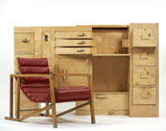 Eileen Gray, Transat Chair, 1925-1930, Red Leather Upholstered Chair. Leather, Wood, Chrome. 90x80x57cm. Architectural Cabinet, c. 1926, Cabinet with pivoting draws. Wood. 185x48x122cm. Both Collection J and M Donnelly. Photography, Prudence Cuming Associates Ltd. Images reproduced with the kind permission of the National Museum of Ireland. Eileen Gray, Transat Chair, 1925-1930, Red Leather Upholstered Chair. Leather, Wood, Chrome. 90x80x57cm. Architectural Cabinet, c. 1926, Cabinet with pivoting draws. Wood. 185x48x122cm. Both Collection J and M Donnelly. Photography, Prudence Cuming Associates Ltd. Images reproduced with the kind permission of the National Museum of Ireland.