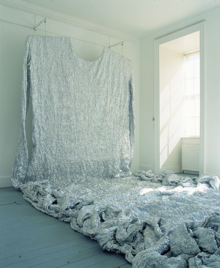 Beverly Semmes, Big Silver (1996) Silver lamé, electric motor, pulleys. Dimensions variable. IMMA Collection, Purchase 1996. IMMA.753 Beverly Semmes, Big Silver (1996) Silver lamé, electric motor, pulleys. Dimensions variable. IMMA Collection, Purchase 1996. IMMA.753