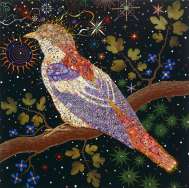 Fred Tomaselli, Big Bird, 2004, Leaves, photocollage, gouache, acrylic and resin on wood panel, 122 x 122cm, Courtesy Jay Jopling/White Cube (London)