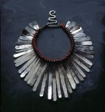 Alexander Calder, Necklace, c. 1943, Silver wire, string, and ribbon, Loop: 15 3/4 inches; element length: 5 1/4 inches, Inscription: �Calder�