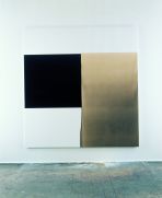 Callum Innes, Exposed Painting, Charcoal Grey/Yellow Oxide/Asphalt, 1999, oil on cavas, 217.5 x 207.5 cm, Purchase, 1999, Collection Irish Museum of Modern Art