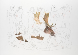 ANGELVS DOMINI, Catching fleas from the deer, Pencil drawing on paper, 84x60cm, 2007