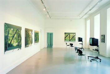 Gerard Byrne, New Sexual Lifestyles, 2003, 3 channel DVD, 54mins, Seven photographs, 5 cibachromes: 125 x 150 x 2.5 cm (mounted on aluminum); 1 photograph: 63 x 52.5 x 3.3 (framed + perspex glazed), Collection Irish Museum of Modern Art, Purchase, 2004