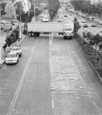 Santiago Sierra, Road Obstruction by a Cargo Container, November 1998 (Anillo periferico sur, Mexico D.F.), Video, 6 minutes, Edition of 3, plus 1AP, Courtesy the artist Santiago Sierra, Road Obstruction by a Cargo Container, November 1998 (Anillo periferico sur, Mexico D.F.), Video, 6 minutes, Edition of 3, plus 1AP, Courtesy the artist