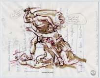 David Godbold, Increase the Peace, 2004, ink and computer print out on tracing paper over found paper, 17 x 22 cm, Collection Irish Museum of Modern Art David Godbold, Increase the Peace, 2004, ink and computer print out on tracing paper over found paper, 17 x 22 cm, Collection Irish Museum of Modern Art