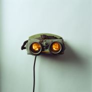 Dorothy Cross, Goggles, 1995, Workman’s goggles, transparencies and bulbs, 6.5 x 9 x 6 cm, AIB Art Collection Dorothy Cross, Goggles, 1995, Workman’s goggles, transparencies and bulbs, 6.5 x 9 x 6 cm, AIB Art Collection