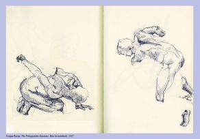 Fergus Byrne, Protagonists Separate, 2007, biro in notebook, 21.5 x 15 cm, Courtesy of the artist