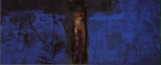 Hughie O’Donoghue, Blue Crucifixion, 1993-2003, Oil on Linen, 330.2 x 823, Courtesy of the artist Hughie O’Donoghue, Blue Crucifixion, 1993-2003, Oil on Linen, 330.2 x 823, Courtesy of the artist