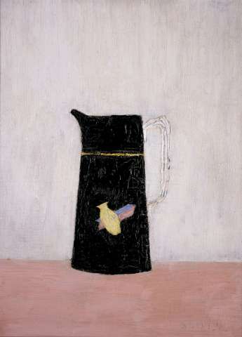 Patrick Scott, Black Jug, c. 1942, Oil on canvas on board, 40.6 x 30.5 cm, Private collection Patrick Scott, Black Jug, c. 1942, Oil on canvas on board, 40.6 x 30.5 cm, Private collection