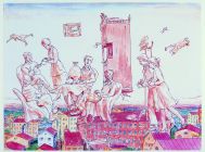 Ilya Kabakov, The Flying Komarov, 1972 – 75, editioned print, 50.5 x 37.5 cm, Collection IMMA Ilya Kabakov, The Flying Komarov, 1972 – 75, editioned print, 50.5 x 37.5 cm, Collection IMMA