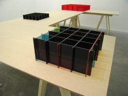 Liam Gillick, Literally Based on H.Z., 2006, ten table units and seven prototypes, dimensions variable. Collection Irish Museum of Modern Art, Purchased 2007 Liam Gillick, Literally Based on H.Z., 2006, ten table units and seven prototypes, dimensions variable. Collection Irish Museum of Modern Art, Purchased 2007
