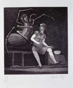 Paula Rego, Little Miss Muffet, 1989, Etching and aquatint, 23/50, 52 x 38 cm, Collection Irish Museum of Modern Art, Purchase, 1996