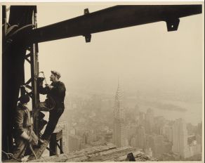 Lewis W. Hine, Welders on the Empire State Building, c. 1930, Gelatin silver print, 10 5/8 x 13 5/8″ (27 x 34.6 cm), The Museum of Modern Art, New York. Committee on Photography Fund
