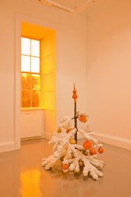 Philippe Parreno, Fraught Times: For Eleven Months of the Year it�s an Artwork and in December it�s Christmas; November 2009, christmas tree in cast aluminium, paint, 120 cm height. Installation view Irish Museum of Modern Art. Photographer: Denis Mortell