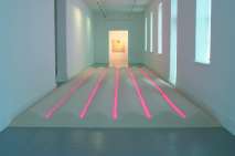 Vong Phaophanit, Neon Rice Field, 1993, Rice, clear red neon tubes, 35 x 393 x 1460cm (as installed here), Collection Irish Museum of Modern Art, Loan, Weltkunst Foundation, 1994