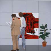 Robert Ballagh, Two Men and a Lichtenstein, 1974, acrylic on canvas, 16 panels, 244 x 244 cm. Collection Irish Museum of Modern Art, Heritage gift, P.J. Carroll & Co. Ltd. Art Collection, 2005. Robert Ballagh, Two Men and a Lichtenstein, 1974, acrylic on canvas, 16 panels, 244 x 244 cm. Collection Irish Museum of Modern Art, Heritage gift, P.J. Carroll & Co. Ltd. Art Collection, 2005.