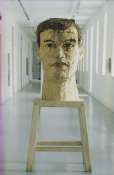Stephan Balkenhol, Large Head, 1991, Wawa wood, 120 cm high. Base 100 cm high, Collection Irish Museum of Modern Art Stephan Balkenhol, Large Head, 1991, Wawa wood, 120 cm high. Base 100 cm high, Collection Irish Museum of Modern Art
