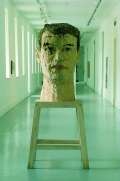 Stephan Balkenhol, Large Head, 1991, Wawa wood, 120 cm high, Base 100 cm high, Purchase, Collection Irish Museum of Modern Art Stephan Balkenhol, Large Head, 1991, Wawa wood, 120 cm high, Base 100 cm high, Purchase, Collection Irish Museum of Modern Art