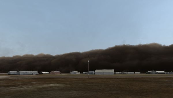 John Gerrard, Dust Storm (Manter, Kansas), 2008, Realtime 3D projection, Dimensions variable, Collection Irish Museum of Modern Art, Purchase, 2010, Image courtesy of the artist and Thomas Dane Gallery, London