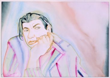 Francesco Clemente, Portrait of Morton Feldman, 1982-87, Watercolour on paper, 36.2 x 50.8 cm, Collection of Alba and Francesco Clemente, © Francesco Clemente Studio Francesco Clemente, Portrait of Morton Feldman, 1982-87, Watercolour on paper, 36.2 x 50.8 cm, Collection of Alba and Francesco Clemente, © Francesco Clemente Studio