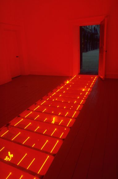 Vong Phaophanit, Line Writing, 1994, 6 rows of red neon with Laotian script, 700 x 150 cm, Collection Irish Museum of Modern Art, Purchase 1995 Vong Phaophanit, Line Writing, 1994, 6 rows of red neon with Laotian script, 700 x 150 cm, Collection Irish Museum of Modern Art, Purchase 1995
