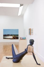 Installation shot of What happens next is a secret, (left- right) Oliver Comerford, Out Here III, Brian O’Doherty, In the Wake (of), Kathy Prendergast, Lost, Jack Butler Yeats, The Folded Heart, Peter Sedgley, Light Rhythms, (foreground) F.E. McWilliam, Girl Waiting Installation shot of What happens next is a secret, (left- right) Oliver Comerford, Out Here III, Brian O’Doherty, In the Wake (of), Kathy Prendergast, Lost, Jack Butler Yeats, The Folded Heart, Peter Sedgley, Light Rhythms, (foreground) F.E. McWilliam, Girl Waiting